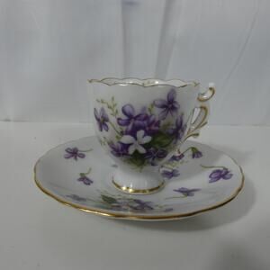 Vintage Paragon Spring Violet Tea Cup & Saucer Hand Painted Bone China